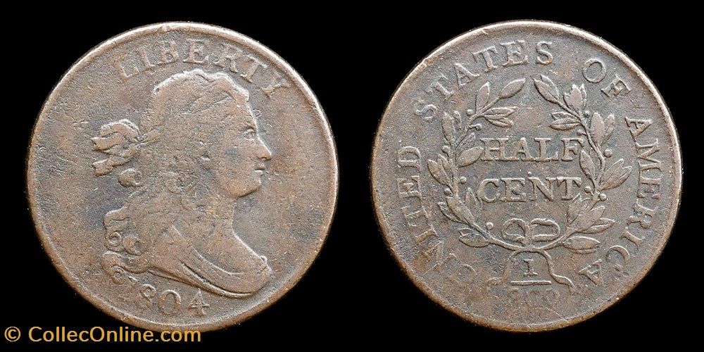 Draped bust half-cent - 1804 monnaies monde etats unis draped bust half cent 1804