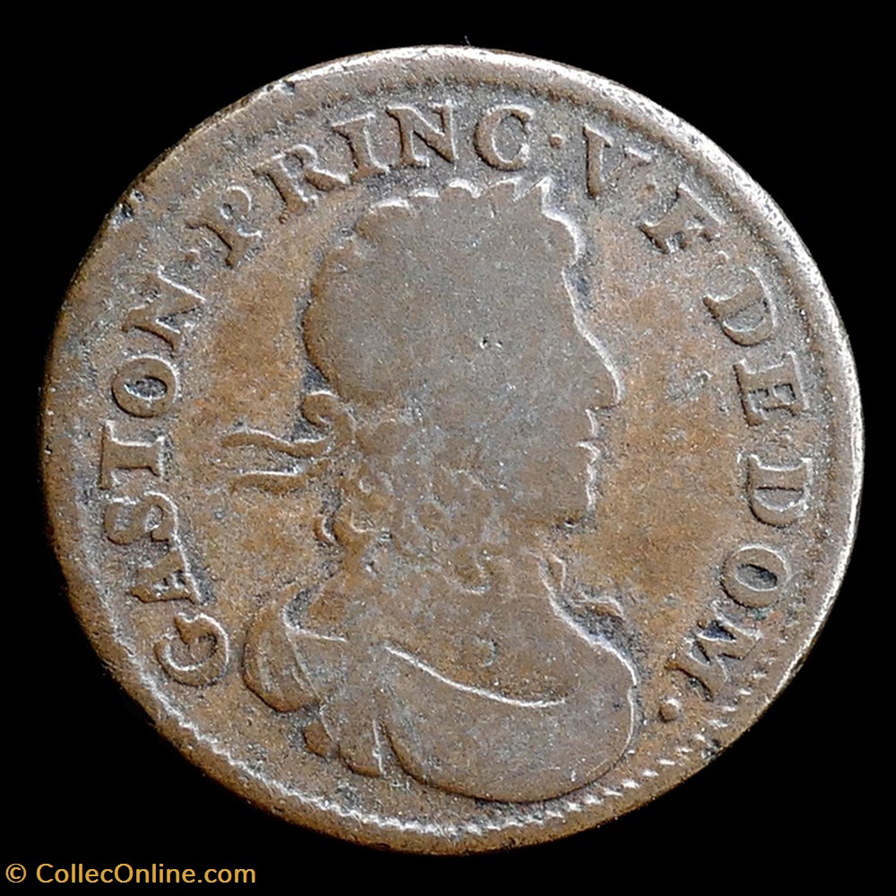 Gaston d'Orleans (1627-1650), Liard - SD (1651) monnaies france feodales gaston orleans 1627 1650 liard sd 1651