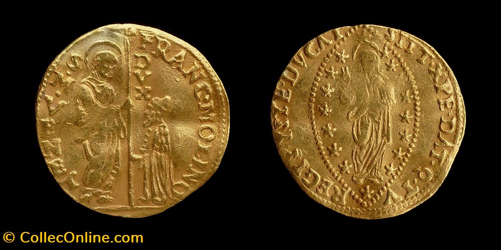 ND - Francesco Molino, 99° Doge de Venise (1646-1655), Sequin d'or monnaies europe medievale republique nd francesco molino 99 doge de venise 1646 1655 sequin or