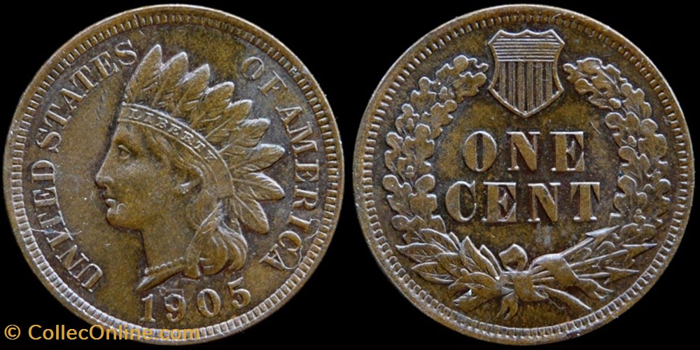 Indian head cent - 1905 monnaies monde etats unis indian head cent 1905