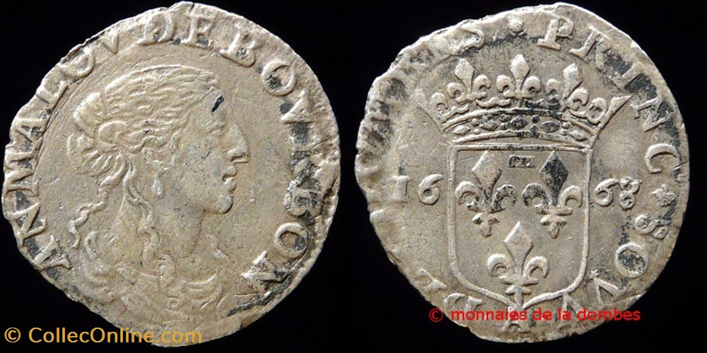 monnaies france feodales anne marie louise orleans 1650 1693 douzieme ecu 1668