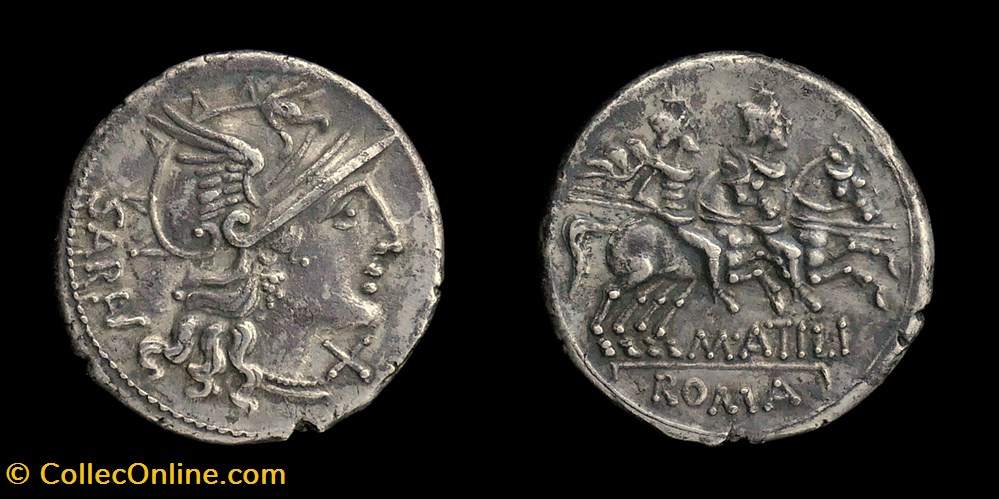 M. Atilius Saranus, Denarius monnaies antiques romaines imperiales et republicaines m atilius saranus denarius