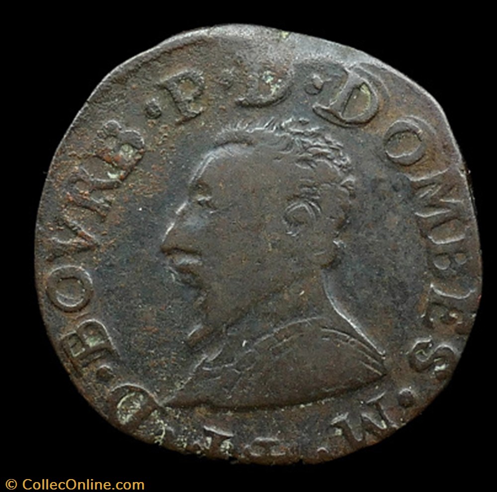 François II de Montpensier (1582-1592), Double tournois type 3 - 1584 monnaies france feodales francois ii de montpensier 1582 1592 double tournois type 3 1584