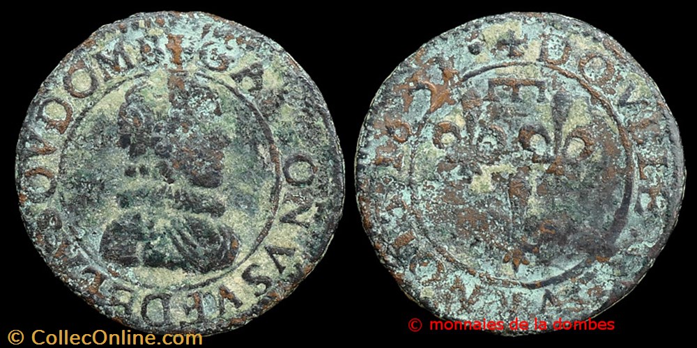 Gaston d'Orleans (1627-1650), Double Tournois type 7 - 1631 monnaies france feodales gaston orleans 1627 1650 double tournois type 7 1631