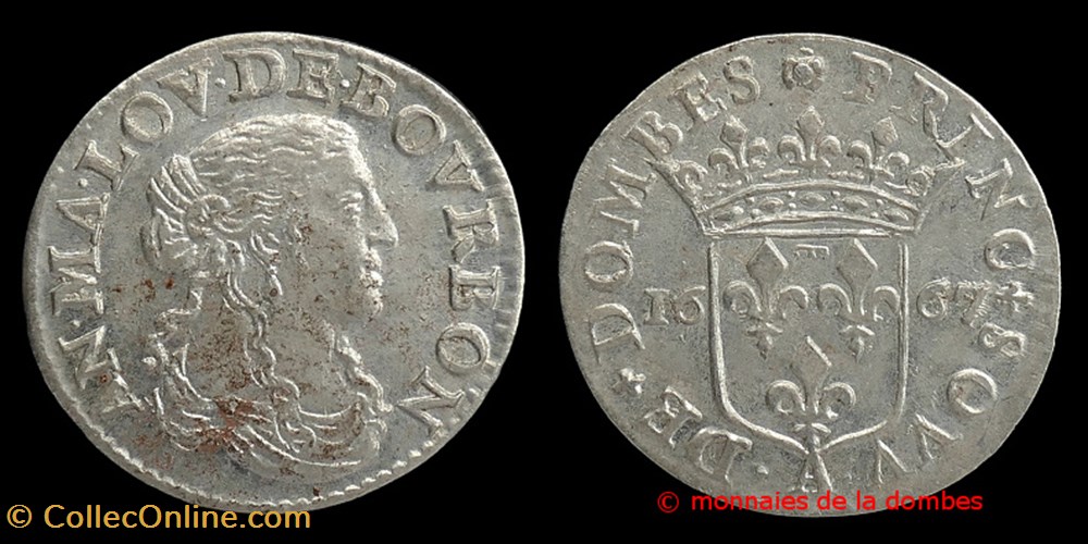 Anne Marie Louise d'Orleans (1650-1693), Douzieme d'ecu - 1667 monnaie france feodale anne marie louise orleans 1650 1693 douzieme ecu 1667