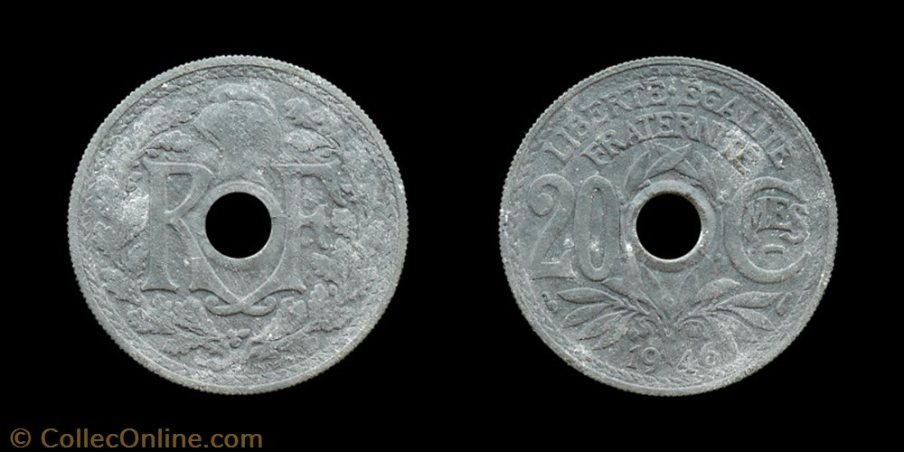 Gouvernement provisoire (1944-1946) - 20 centimes 1946 monnaies monde france gouvernement provisoire 1944 1946 20 centimes 1946