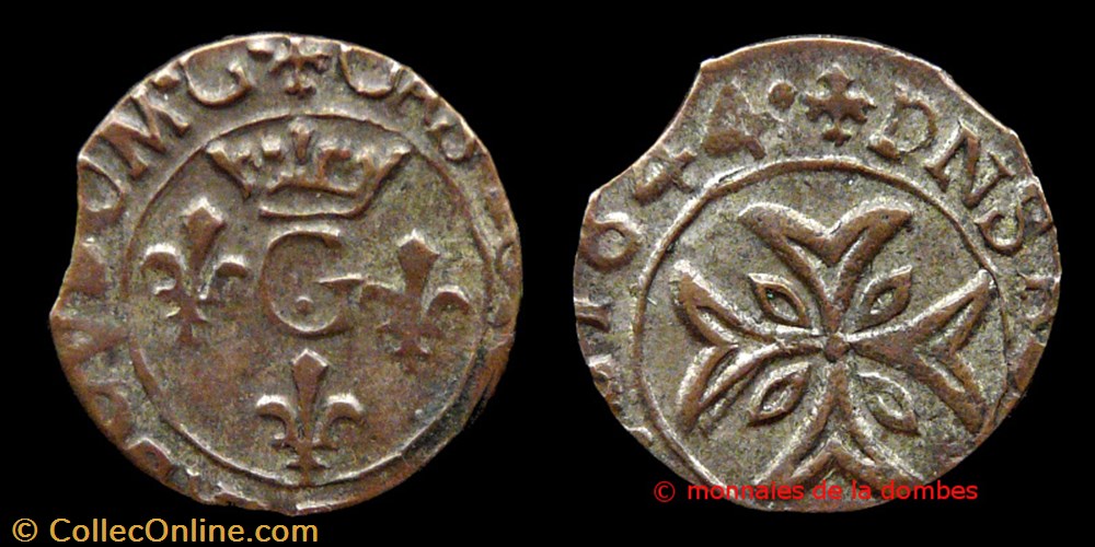Gaston d'Orleans (1627-1650), Liard - 1644 monnaies france feodales gaston orleans 1627 1650 liard 1644
