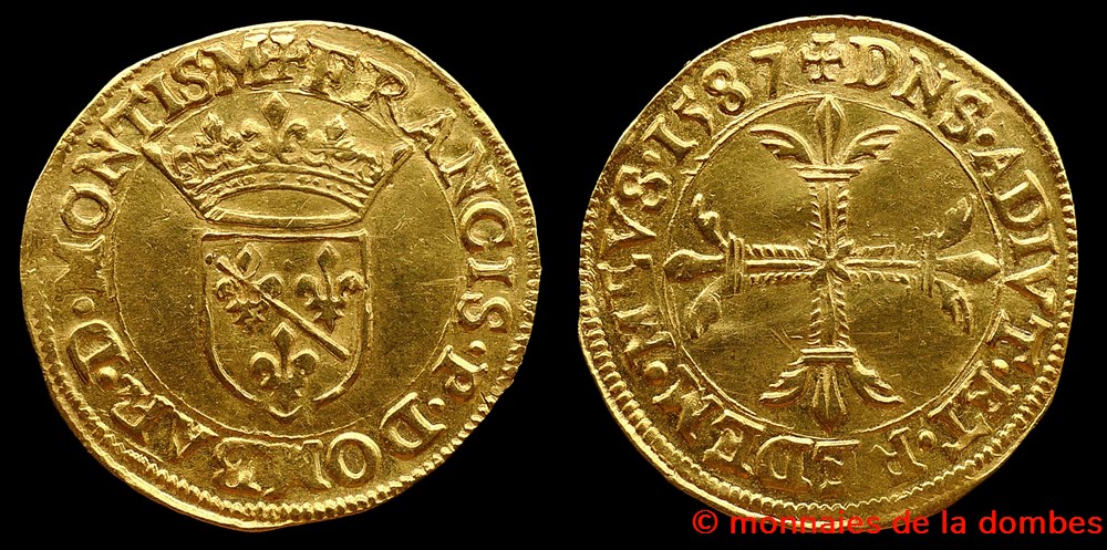 monnaies europe medievale france feodales 1587 francois ii de montpensier 1582 1592 pistole