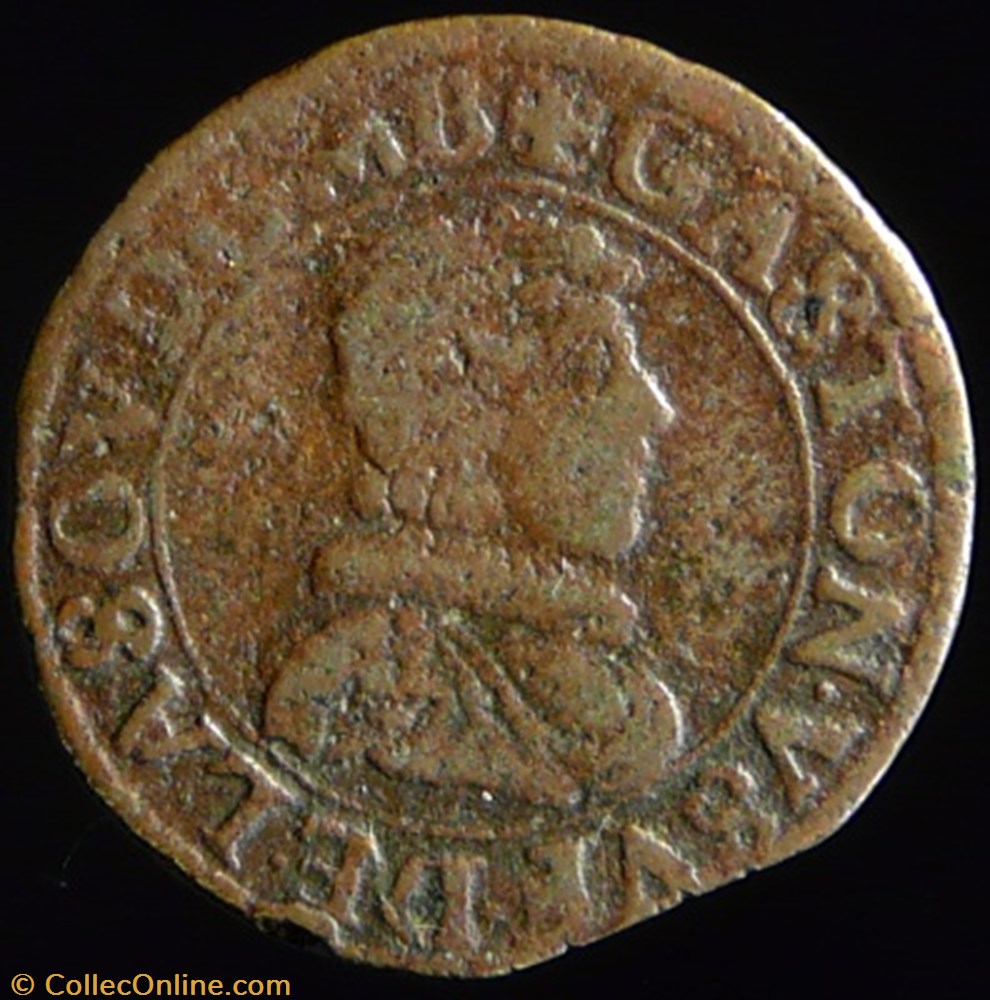 Gaston d'Orleans (1627-1650), Double Tournois type 7 - 1629 monnaies france feodales gaston orleans 1627 1650 double tournois type 7 1629