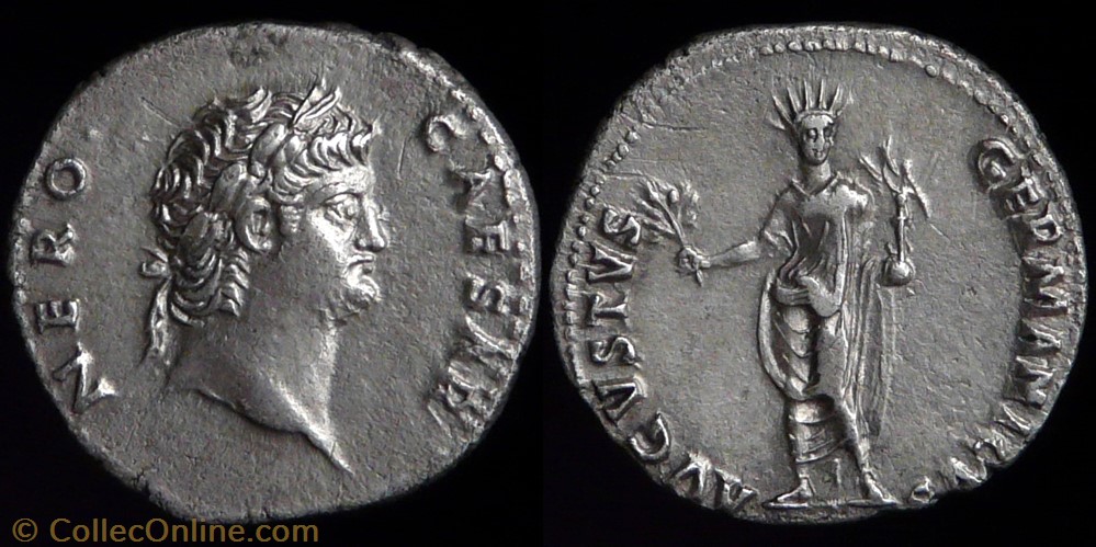 Neron, Denier - AVGVSTVS GERMANICVS, atelier de Rome, AD 64/65 monnaies antiques romaines imperiales et republicaines neron denier avgvstvs germanicvs atelier de rome ad 64 65