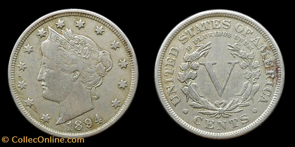 Liberty head nickel - 1894 monnaies monde etats unis liberty head nickel 1894
