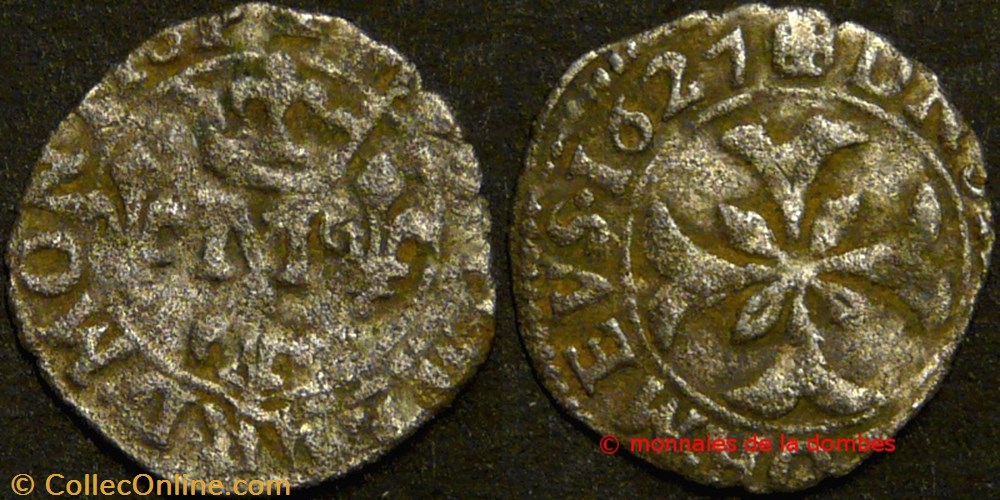 Marie de Montpensier (1608-1627), Liard - 1627 monnaies france feodales marie de montpensier 1608 1627 liard 1627