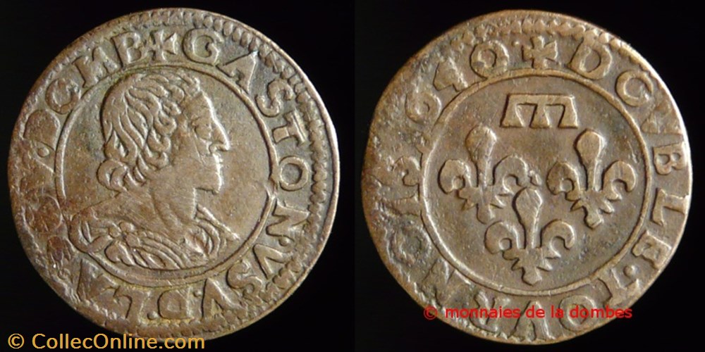 monnaies france feodales gaston orleans 1627 1650 double tournois type 14 1640