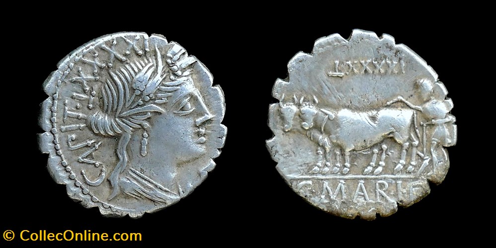 C. Marius C. F. Capito, Denarius monnaies antiques romaines imperiales et republicaines c marius c f capito denarius