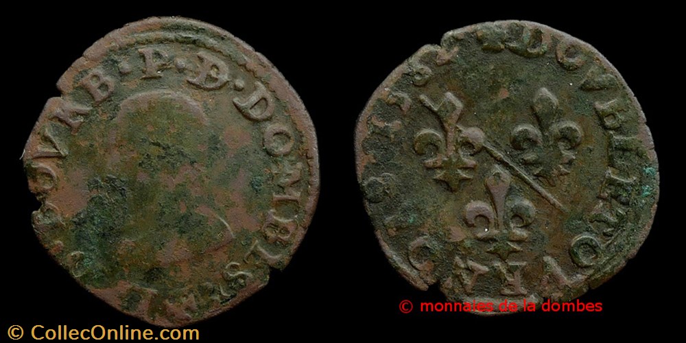 Louis II de Montpensier (1560-1582), Double tournois type 2 - 1582 monnaies france a feodales louis ii de montpensier 1560 1582 double tournois type 2 1582