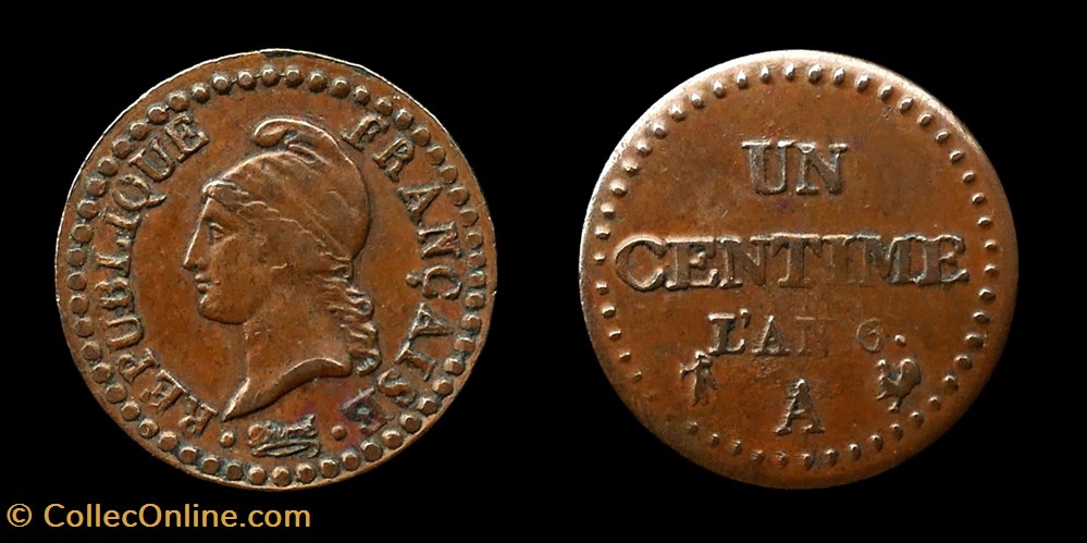 Directoire - 1 centimes l'An 6 A monnaies monde france directoire 1 centimes an 6 a