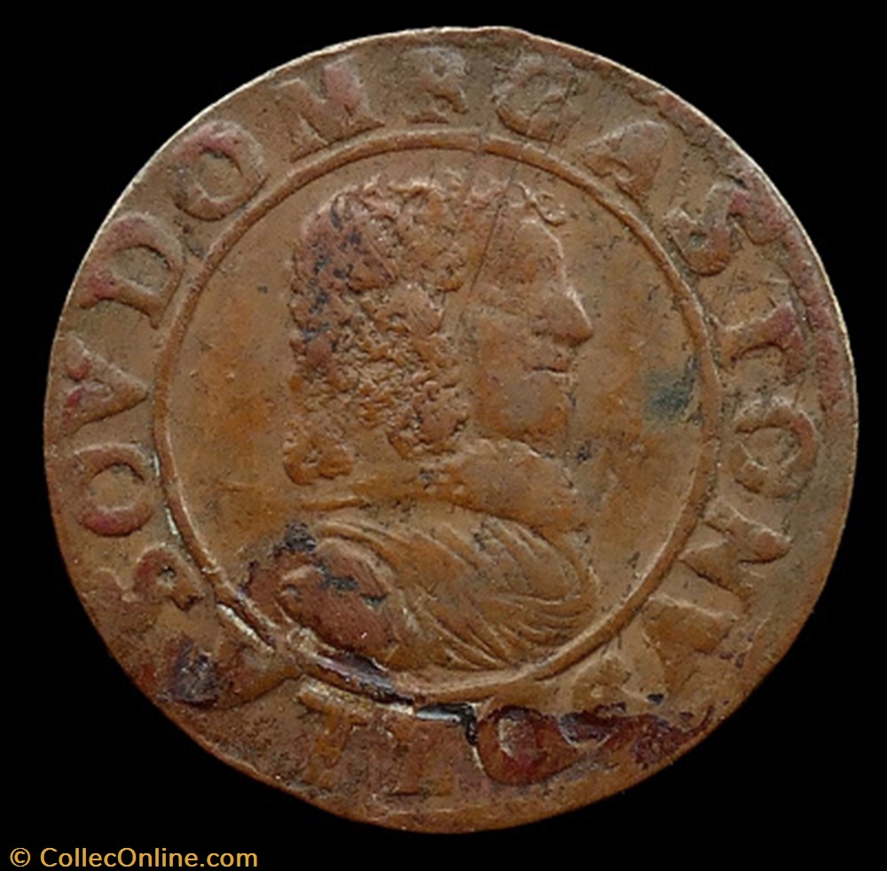 Gaston d'Orleans (1627-1650), Double Tournois type 8 - 1639 monnaies france feodales gaston orleans 1627 1650 double tournois type 8 1639