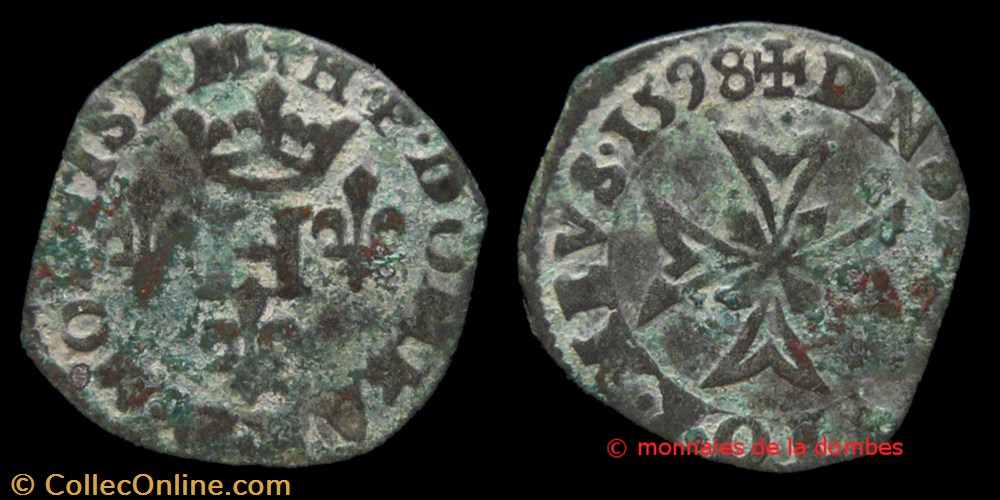 monnaies france feodales henri ii de montpensier 1592 1608 liard 1598