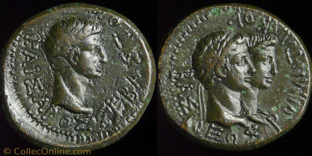 Augustus and Rhoemetalkes, Bronze - Thracia monnaies antiques romaines provinciales augustus and rhoemetalkes bronze thracia
