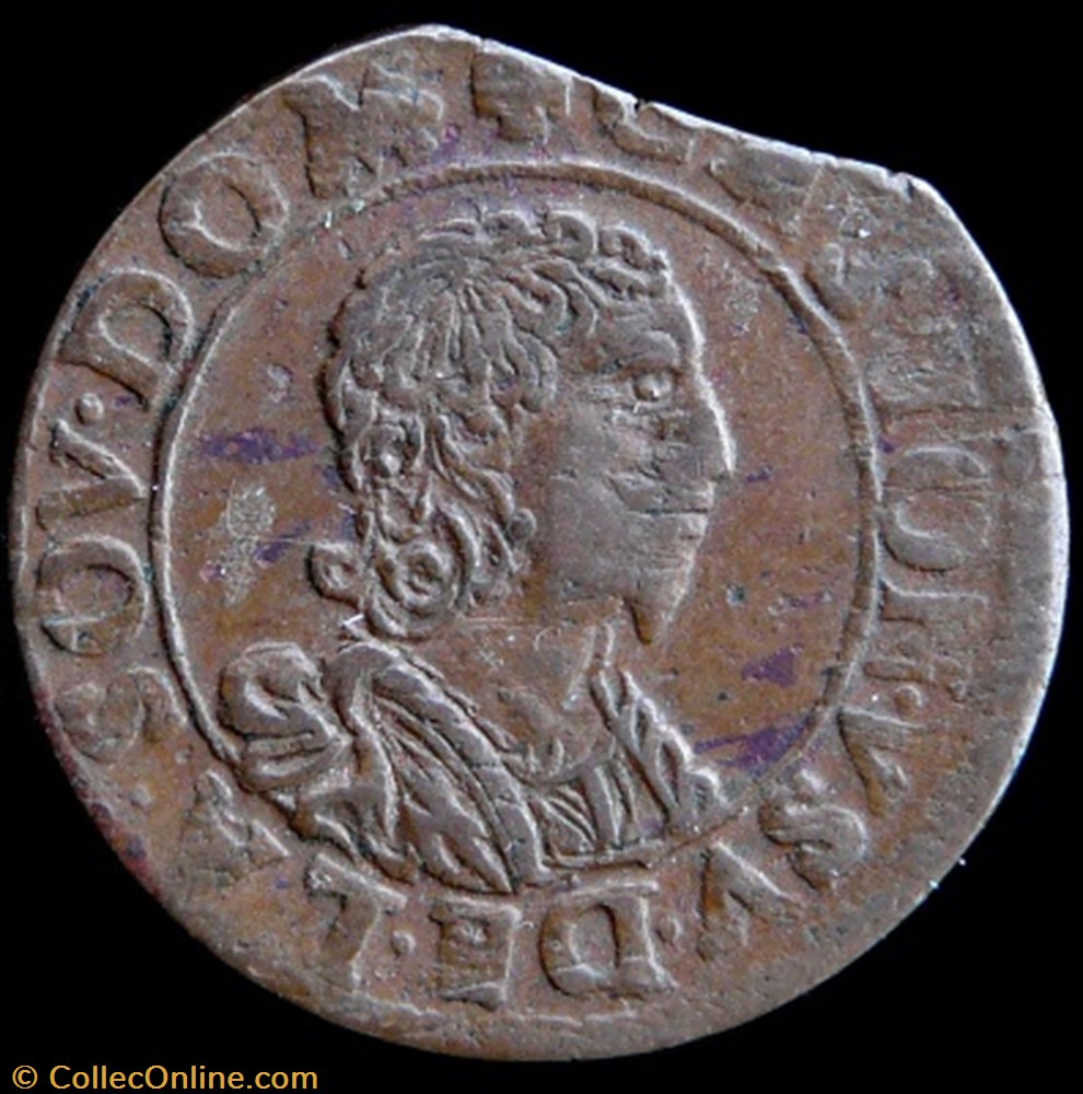 Gaston d'Orleans (1627-1650), Double Tournois type 13 - 1638 monnaies france feodales gaston orleans 1627 1650 double tournois type 13 1638