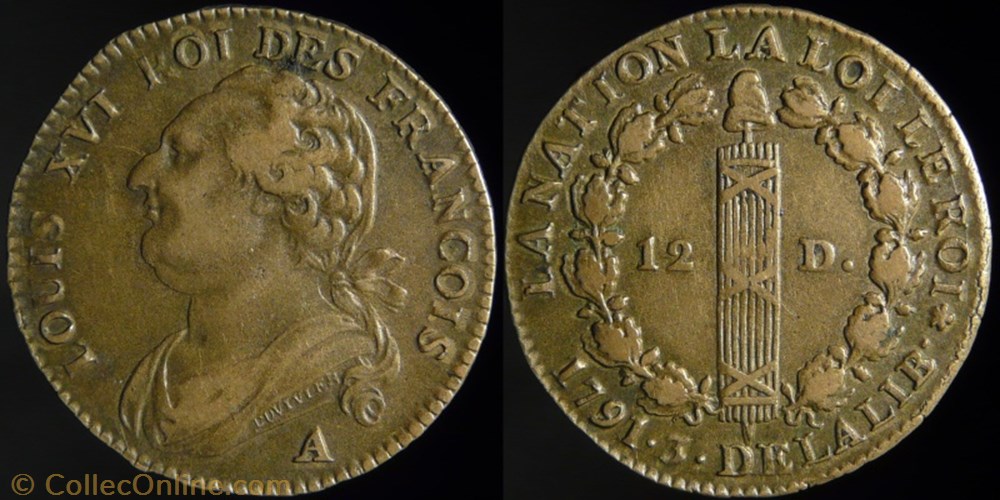 monnaies europe medievale france royales constitution 12 deniers 1791 a