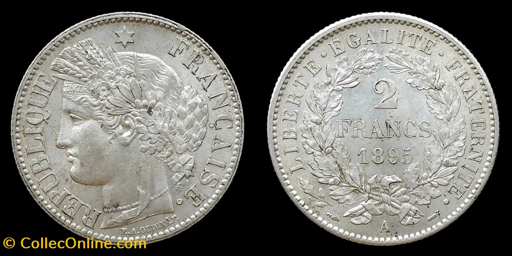3° republique (1870-1940) - 2 francs 1895 A monnaies monde france 3 republique 1870 1940 2 francs 1895 a