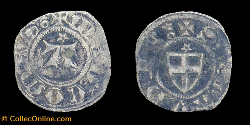 Amédée VI, denier viennois 1° type (1355-1356) monnaies europe medievale france feodales amedee vi denier viennois 1 type 1355 1356