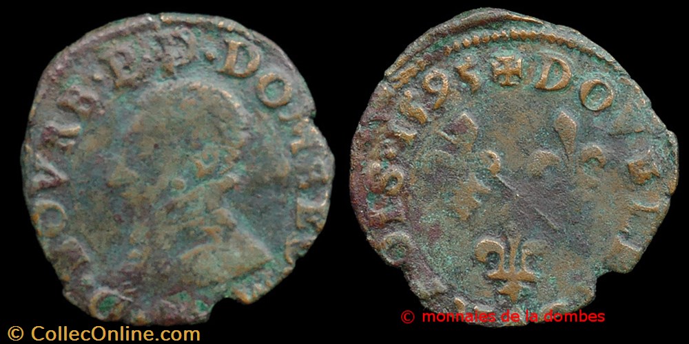 Henri II de Montpensier (1592-1608), Double Tournois type 4 - 1595 monnaies france a feodales henri ii de montpensier 1592 1608 double tournois type 4 1595