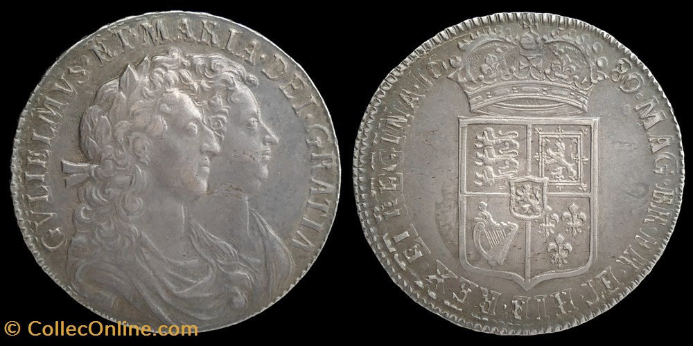 William & Mary (1688-1694)- halfcrown monnaies monde royaume uni william mary 1688 1694 halfcrown
