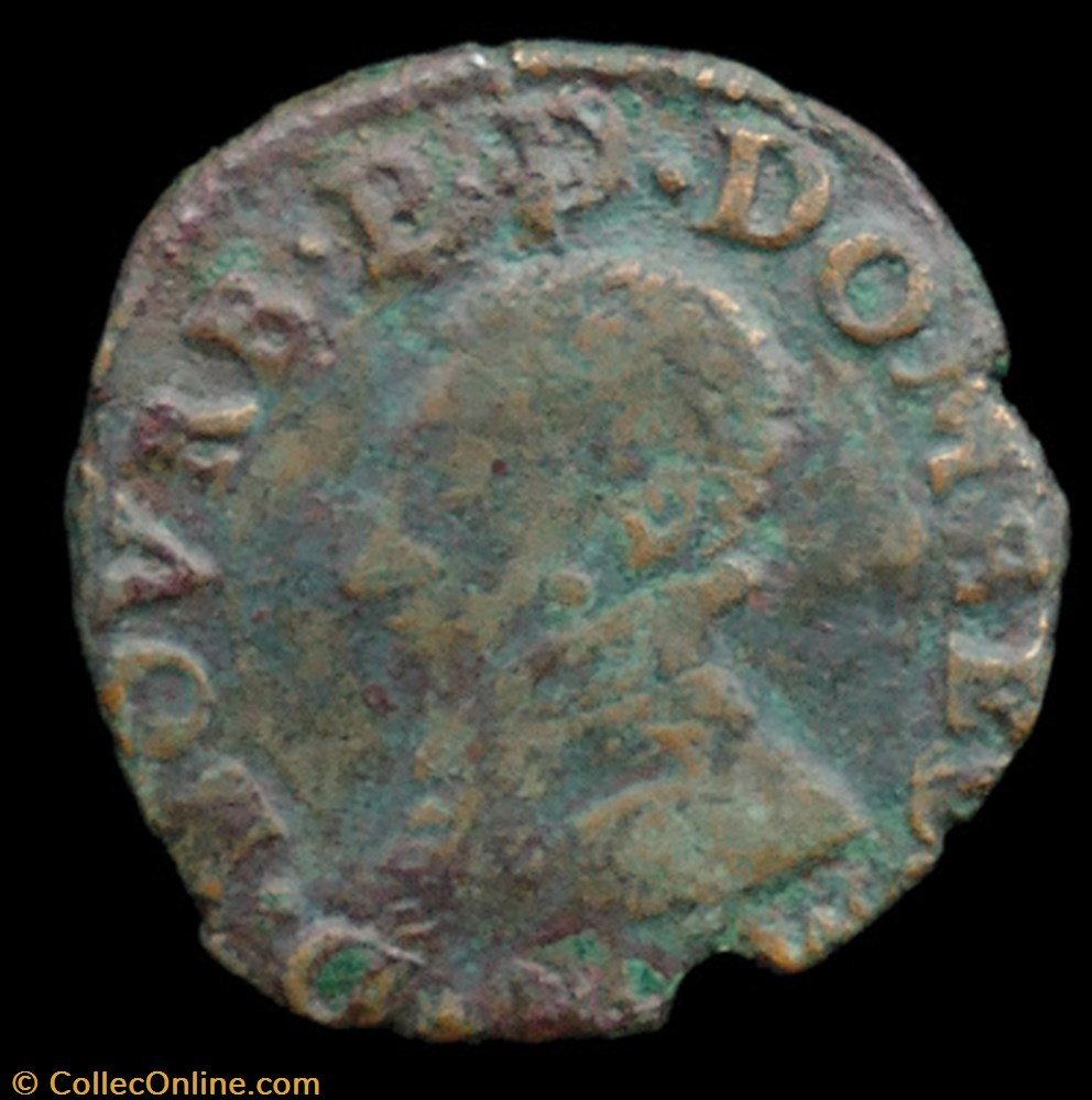 Henri II de Montpensier (1592-1608), Double Tournois type 4 - 1595 monnaies france a feodales henri ii de montpensier 1592 1608 double tournois type 4 1595