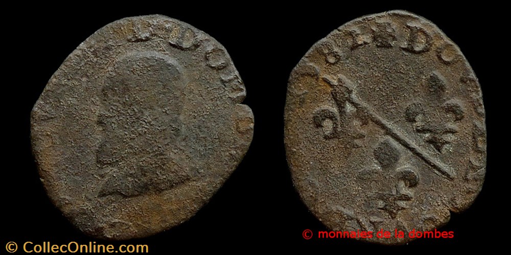 00560 - Louis II de Montpensier (1560-1582), Double tournois type 2 - 1582 monnaie france a feodale 00560 louis ii de montpensier 1560 1582 double tournois type 2 1582