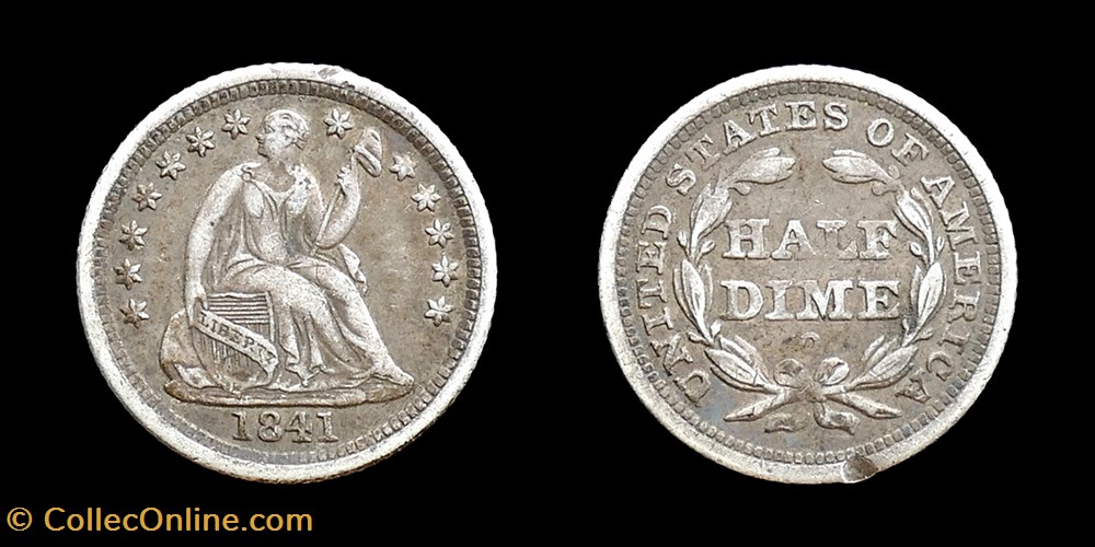 Seated half-dime - 1841 O monnaies monde etats unis seated half dime 1841 o