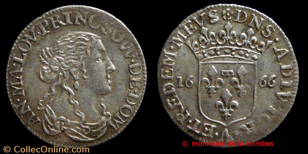 monnaies france feodales anne marie louise orleans 1650 1693 douzieme ecu 1666