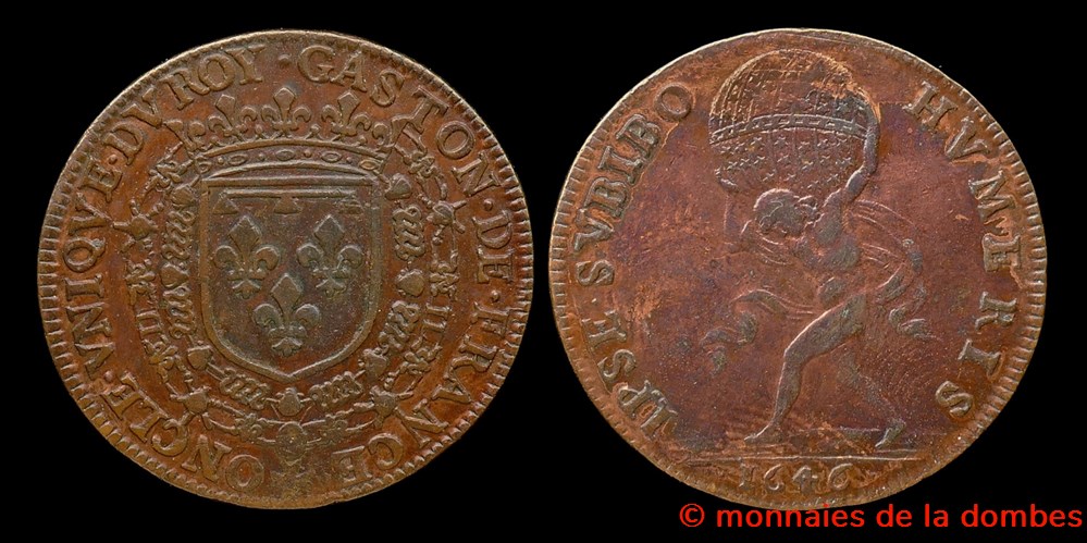 1646 - Gaston d'Orleans (1627-1650), Jeton, cuivre monnaies paranumismatique jetons poids 1646 gaston orleans 1627 1650 jeton cuivre