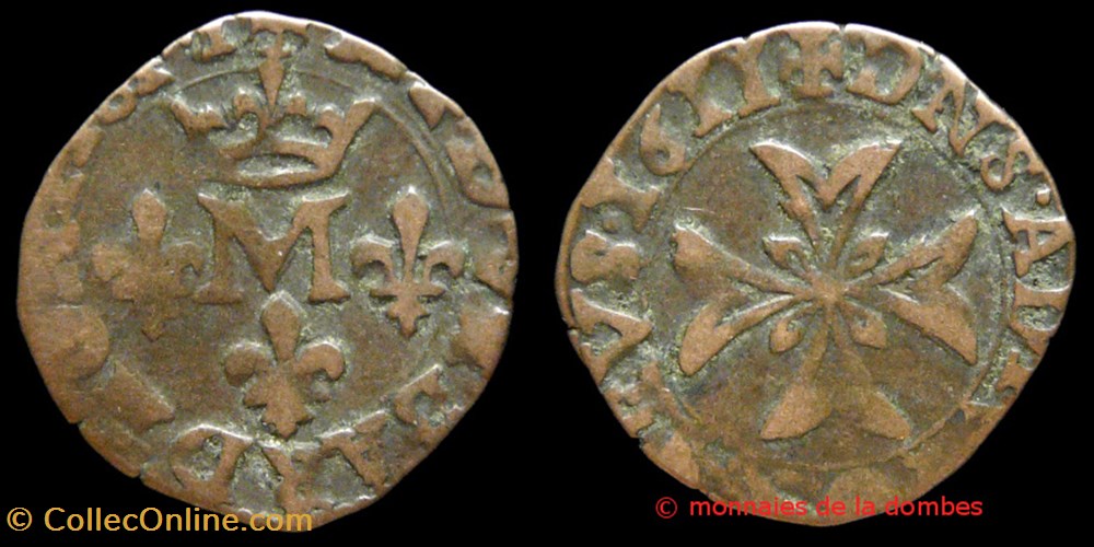 Marie de Montpensier (1608-1627), Liard - 1611 monnaies france feodales marie de montpensier 1608 1627 liard 1611