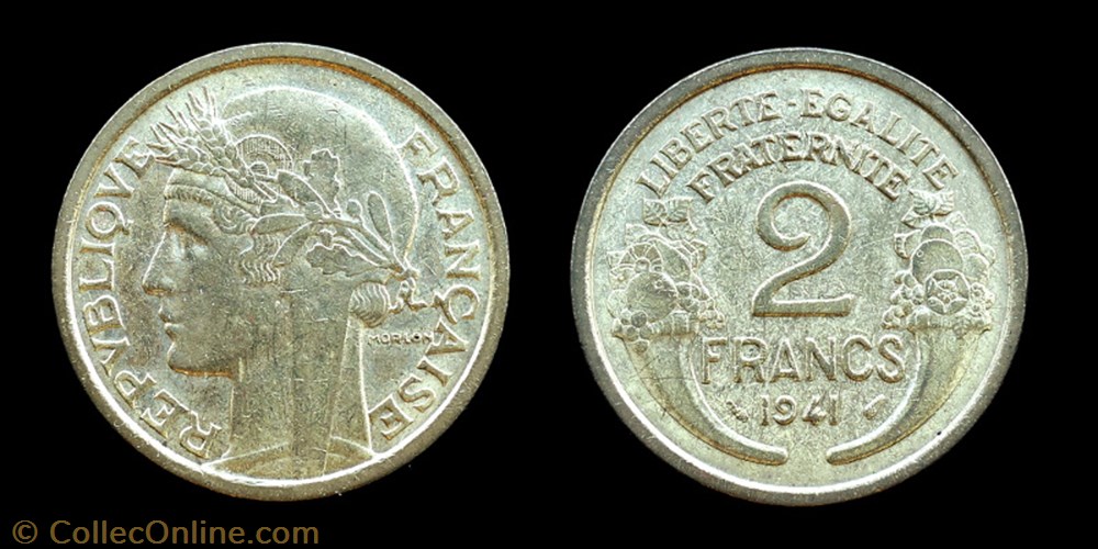 monnaies monde france etat francais 1940 1944 2 francs 1941