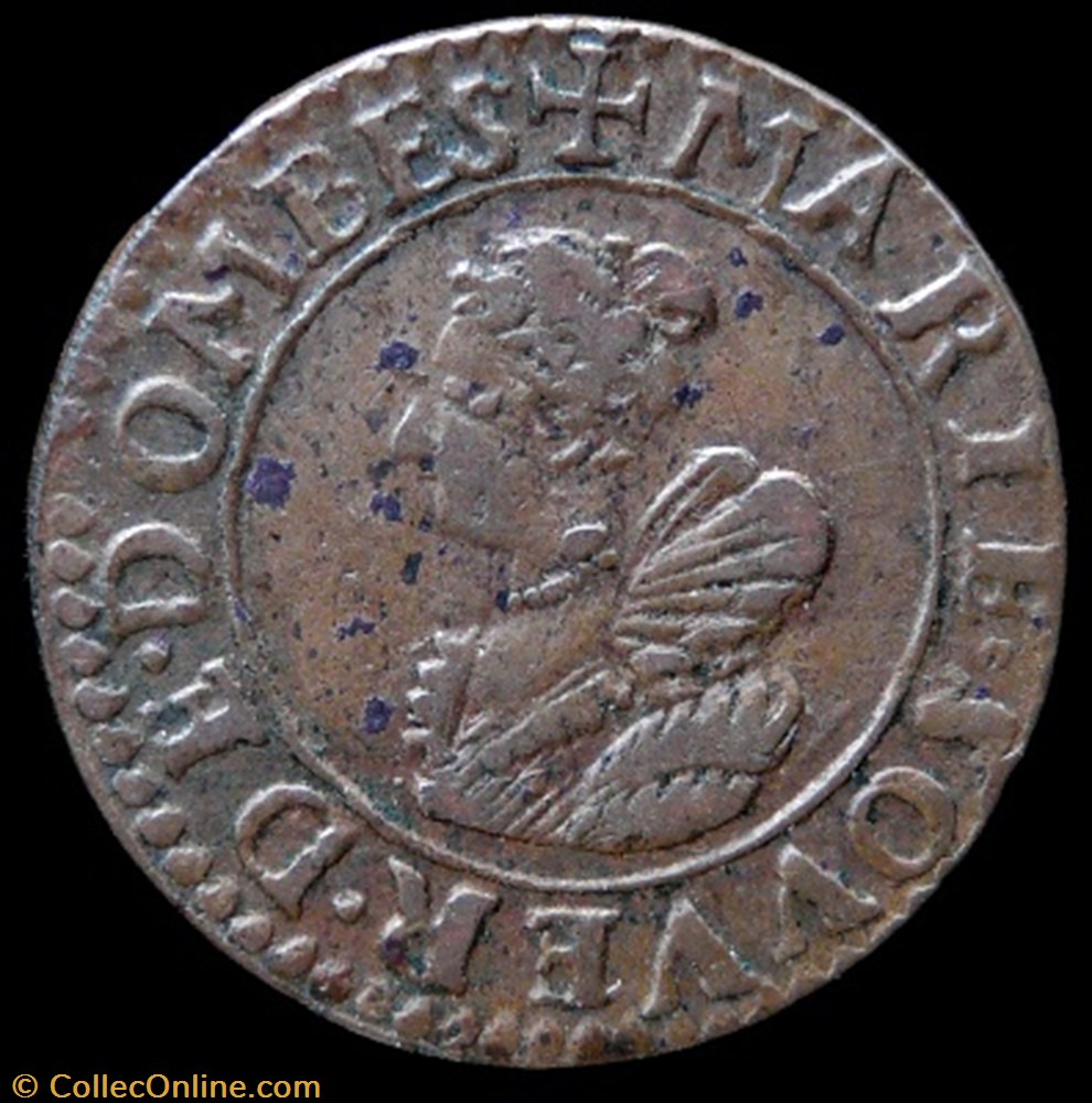 Marie de Montpensier (1608-1627), Double Tournois type 5 - 1623 monnaies france feodales marie de montpensier 1608 1627 double tournois type 5 1623