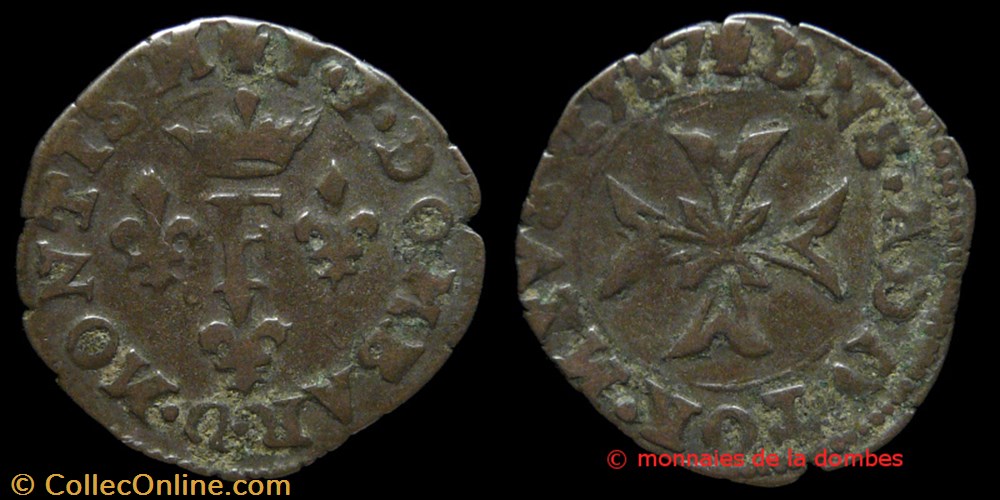 François II de Montpensier (1582-1592), Liard - 1587 monnaies france feodales francois ii de montpensier 1582 1592 liard 1587
