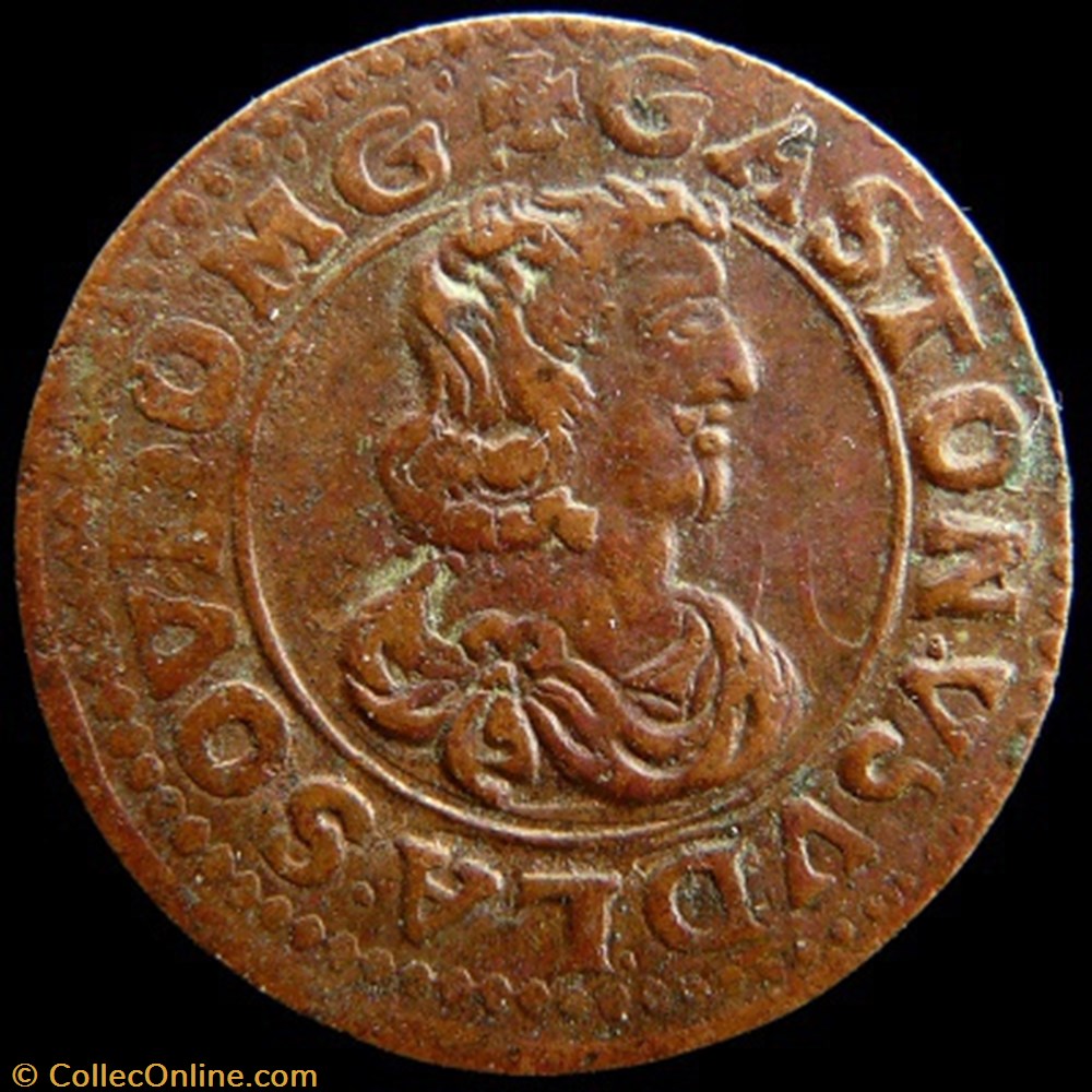 Gaston d'Orleans (1627-1650), Double Tournois type 16, cuivre - 1641 monnaies france feodales gaston orleans 1627 1650 double tournois type 16 cuivre 1641