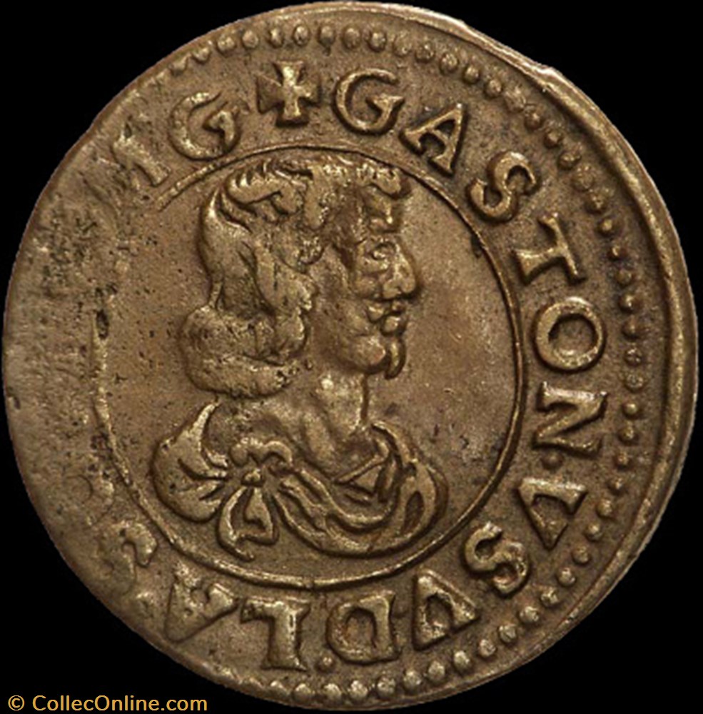 Gaston d'Orleans (1627-1650), Double Tournois type 16, cuivre - 1640 monnaies europe medievale france feodales gaston orleans 1627 1650 double tournois type 16 cuivre 1640