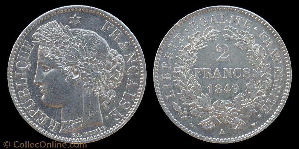 2° republique (1848-1852) - 2 francs 1849 A monnaies monde france 2 republique 1848 1852 2 francs 1849 a