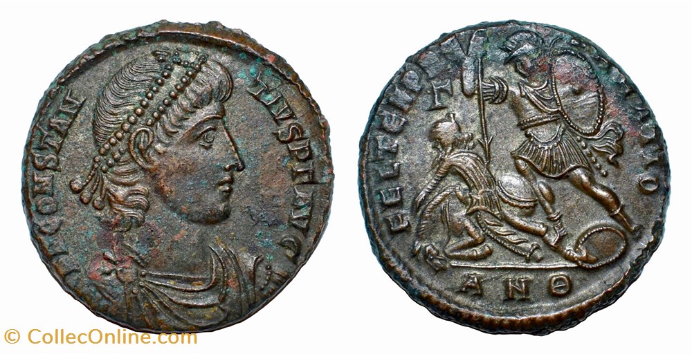 Constantius II AE Centenionalis, falling horseman coins antique b to roman republican imperial constantius ii ae centenionalis falling horseman