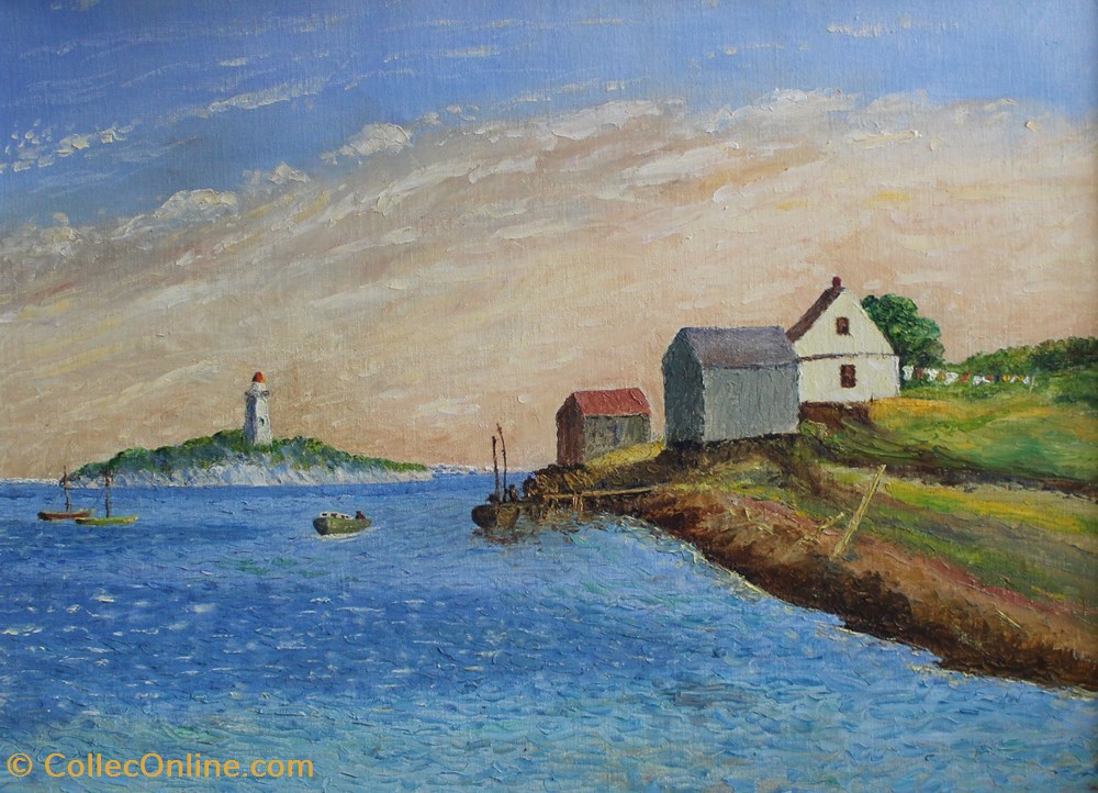 Island Lighthouse and Fisherman's House art antiquities folk island lighthouse and fisherman s house