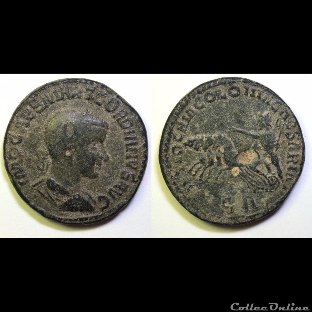 monnaie antique av jc ap romaine provinciale premiere emission gordien ae 33 quadrige sol