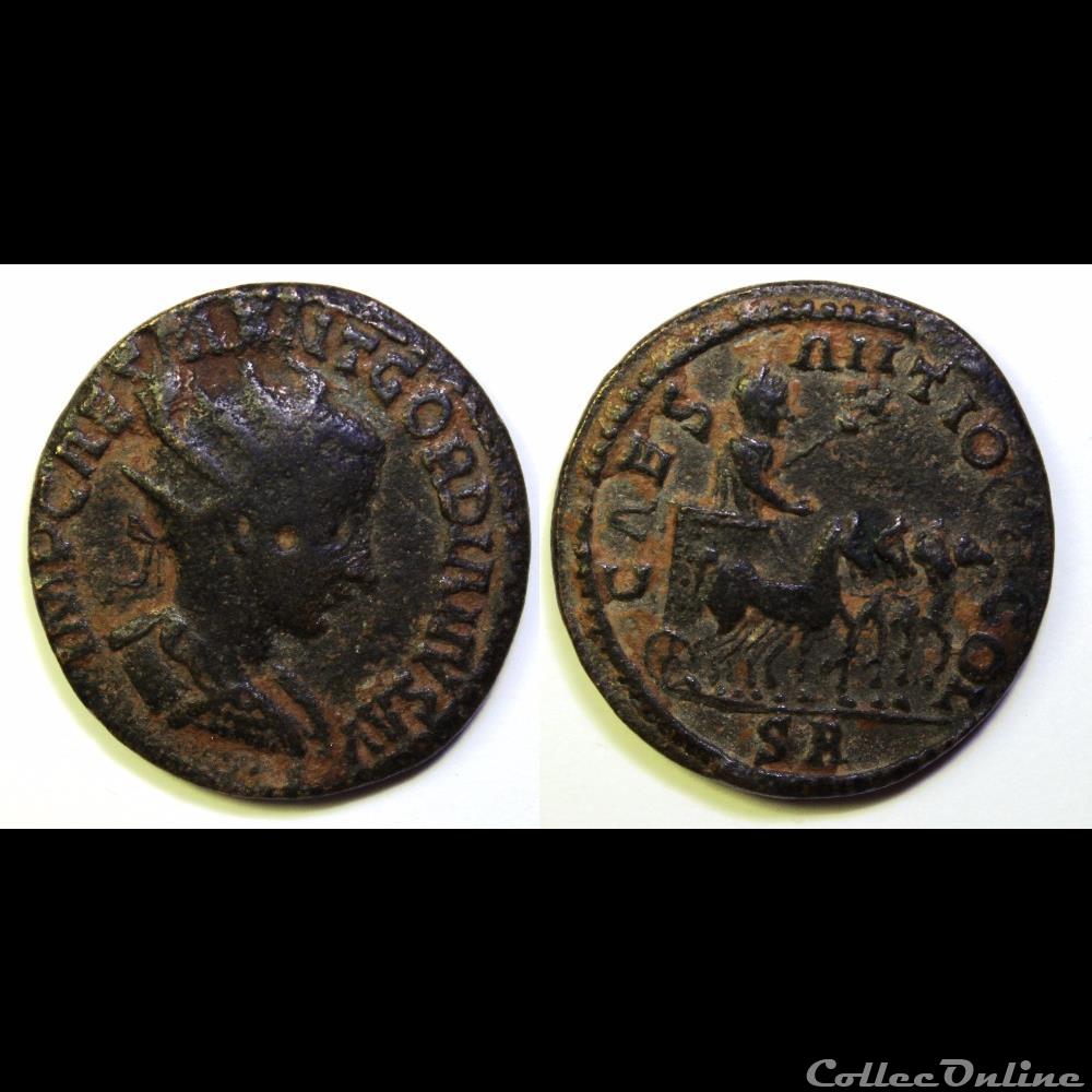 deuxième émission Gordien AE 27 radié quadrige monnaie antique av jc ap romaine provinciale deuxieme emission gordien ae 27 radie quadrige