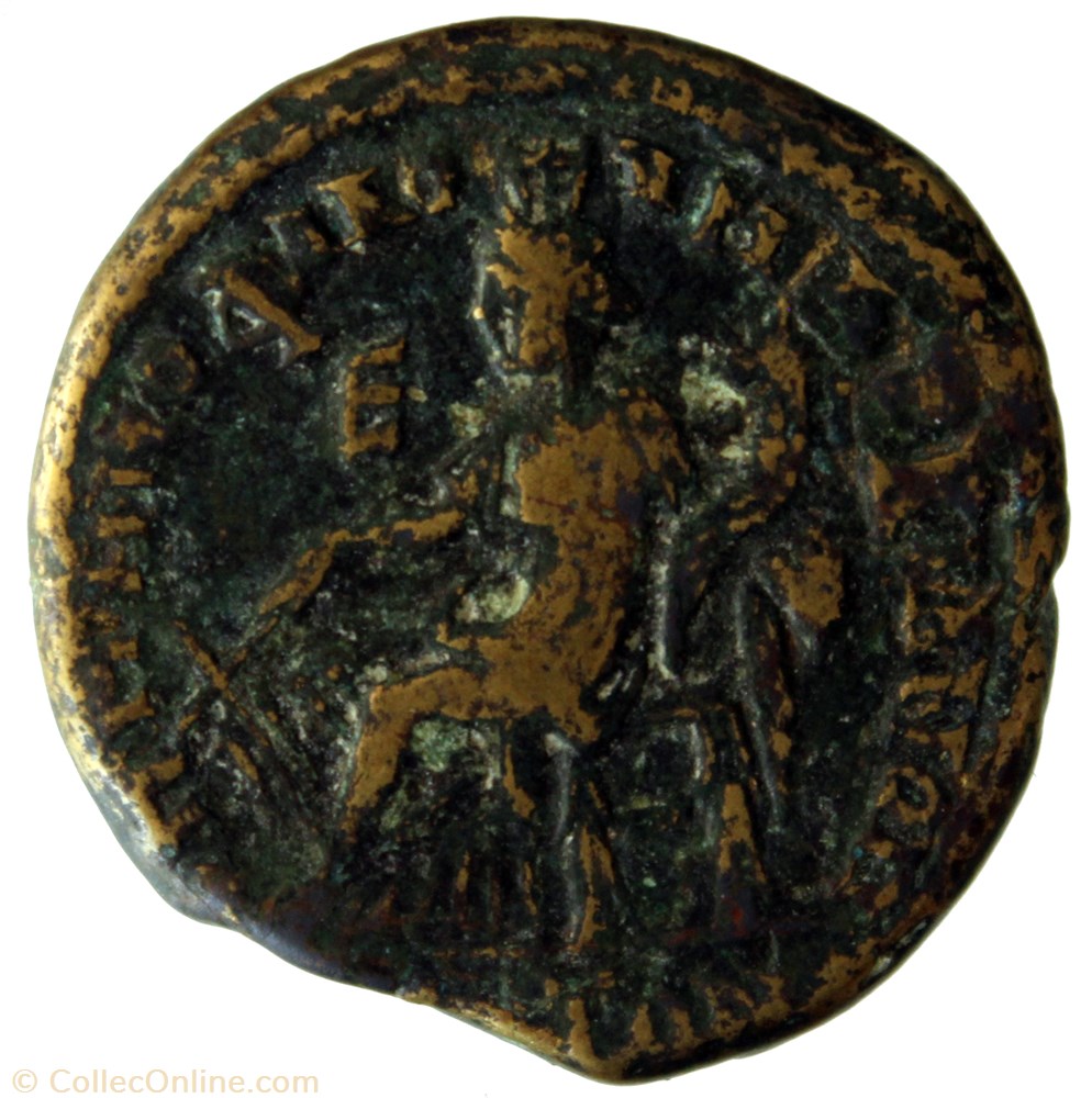 Pentassaria Gordien et Sarapis Tyche assise monnaie antique av jc romaine provinciale pentassaria gordien et sarapis tyche assise