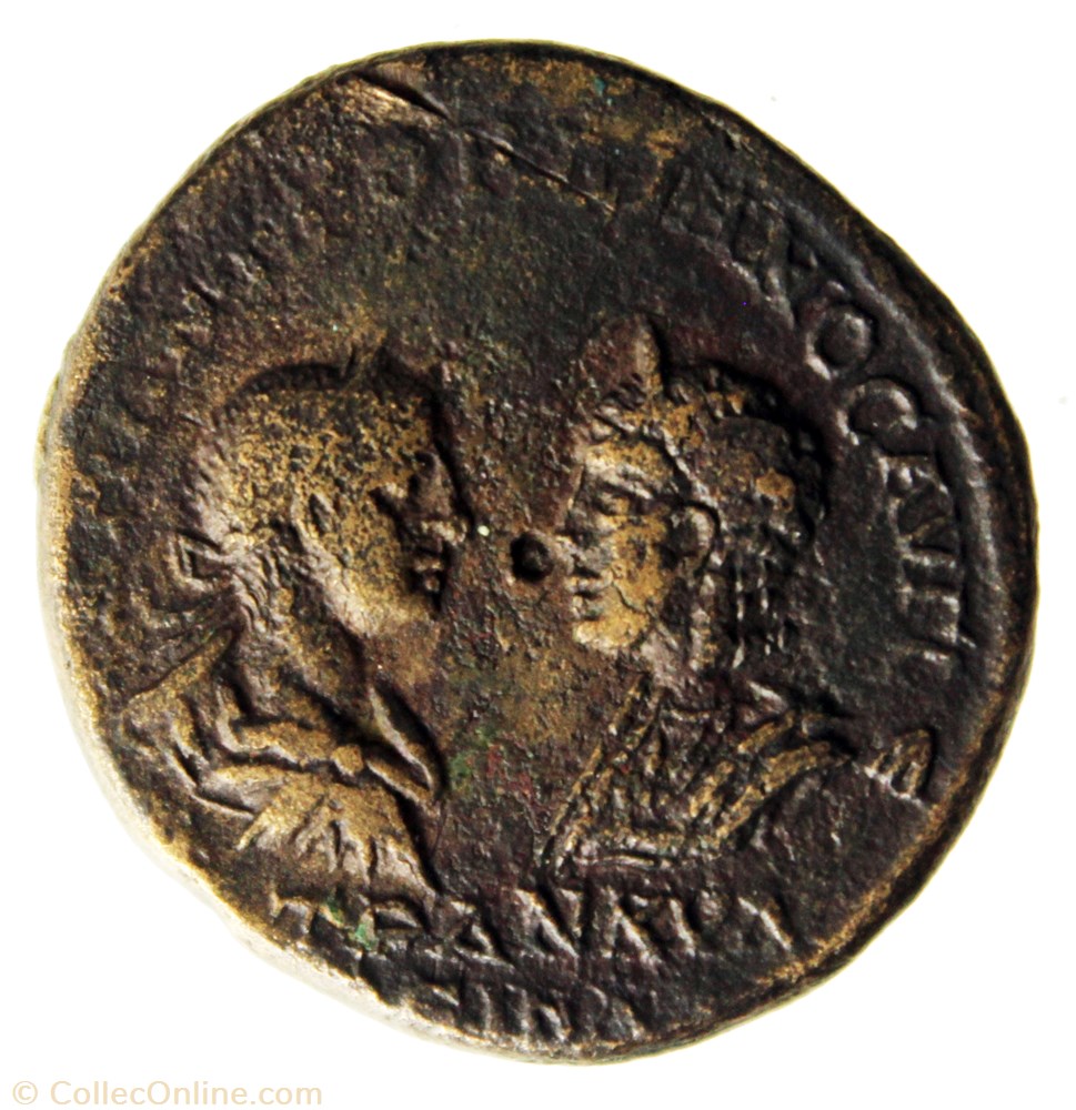 Tétrassaria Gordien et Tranquilline Tyche monnaie antique av jc ap romaine provinciale tetrassaria gordien et tranquilline tyche