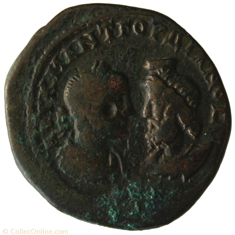 monnaie antique av jc romaine provinciale pentassaria gordien et sarapis athena