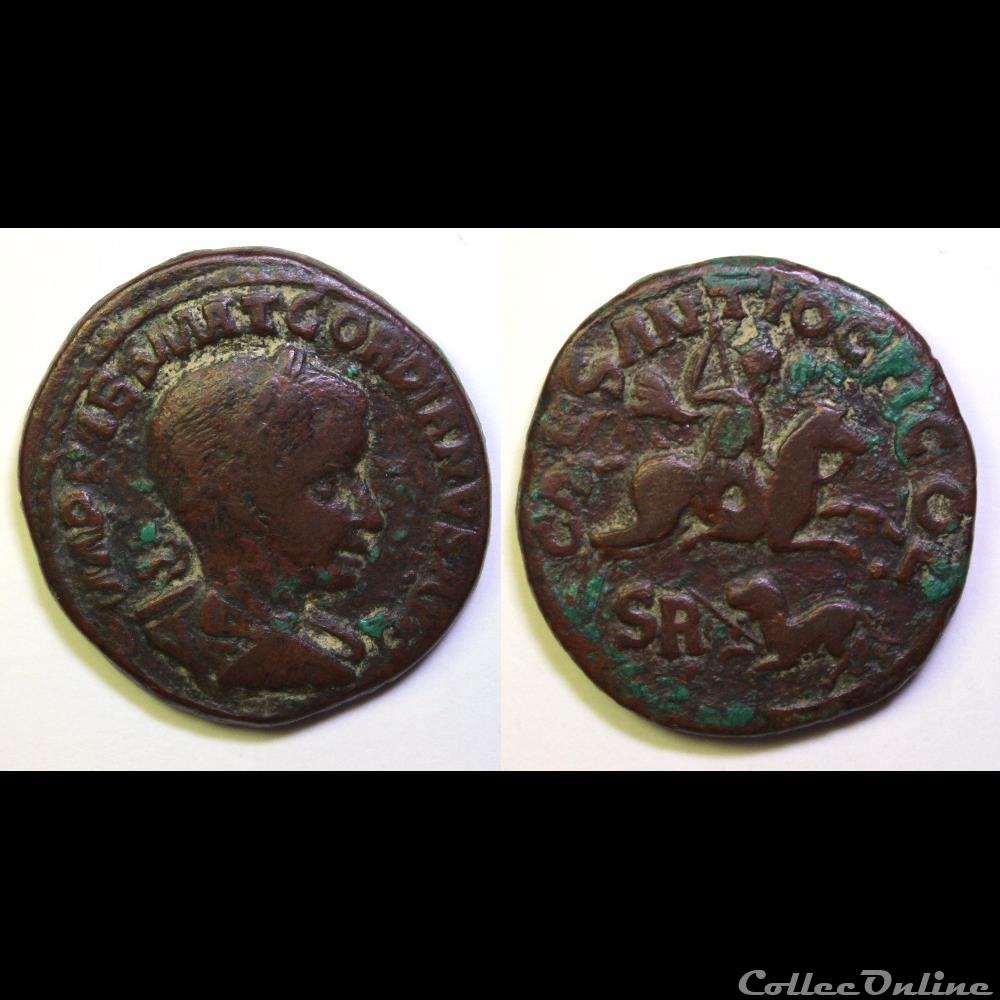 monnaie antique av jc ap romaine provinciale premiere emission gordien ae 33 gordien et lion