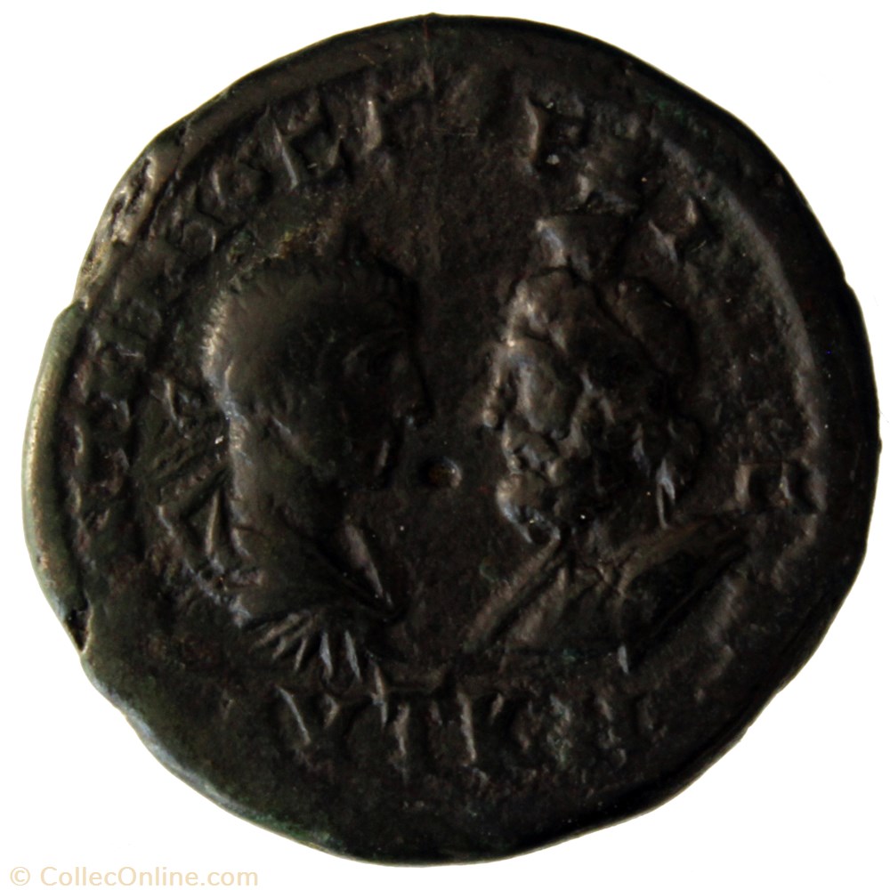 Pentassaria Gordien et Sarapis Tyche assise monnaie antique av jc romaine provinciale pentassaria gordien et sarapis tyche assise